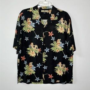 TOMMY‎ BAHAMA Silk Floral Button Down Hawaiian Shirt Sz L